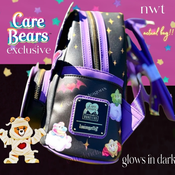NWT Exclusive Limited Edition Care Bears Loungefly Backpack 🎃 Halloween 👻 Boo - Picture 6 of 16
